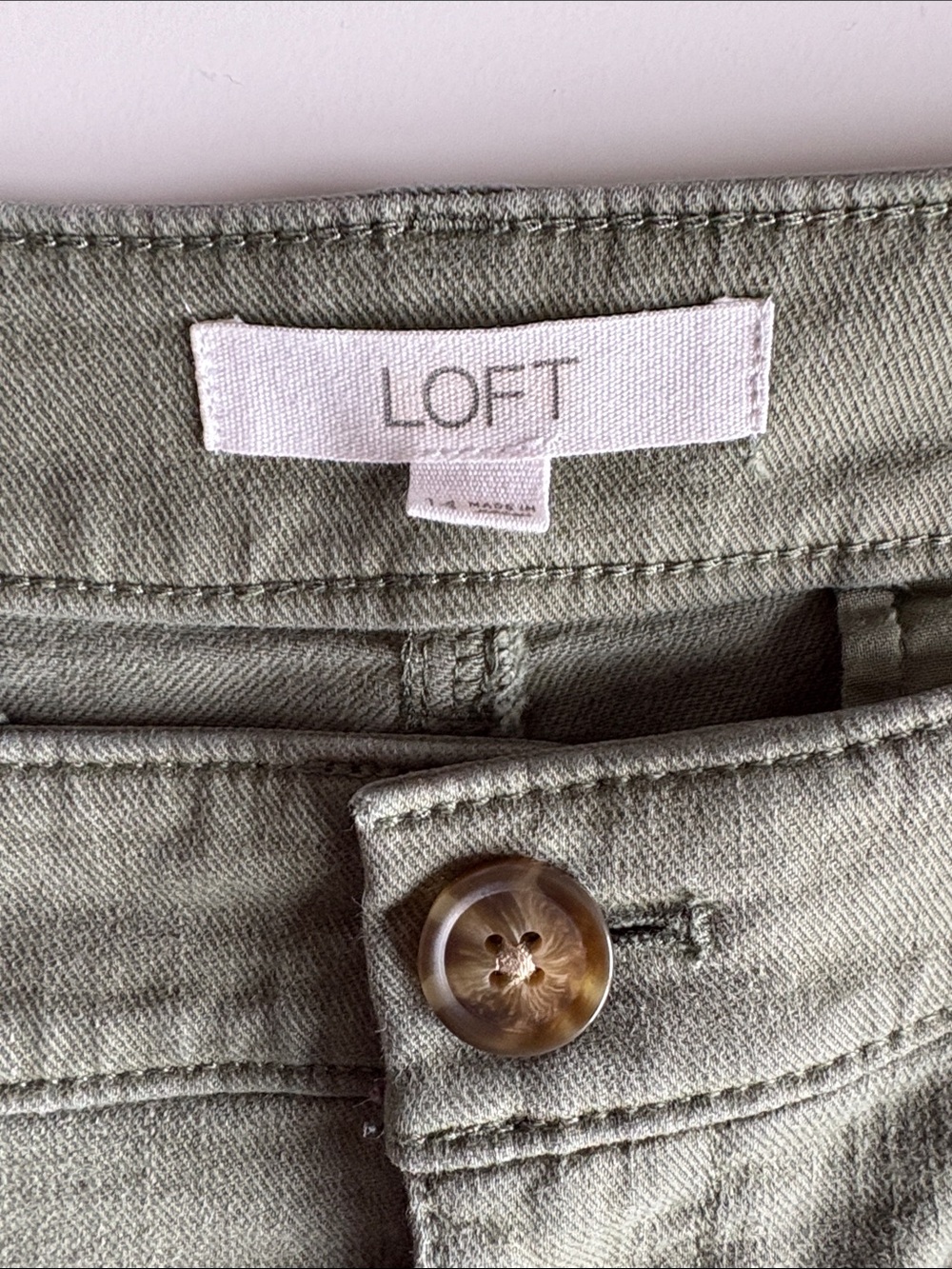 Ann Taylor LOFT The Palmer Wide Leg High Rise Twill Trouser Pant Green 14 - Picture 8 of 10